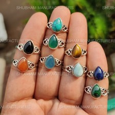 Natural Pear Shape Gemstone 925 Sterling Silver Statement Jewelry Gift For Women