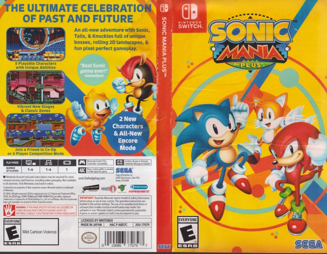 Sonic Mania Plus - Nintendo Switch Game Art and Case 10086770797| eBay