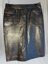 Ralph Lauren Black Label Leather Brown Pencil Skirt Flaws Sz 6 Waist 30  