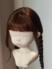16cm Replacement Wig 1/6 BJD Doll Soft Mohair Braided Brown Hair Girl Women Gift