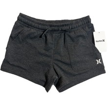 Hurley Shorts Girl's Small French Terry Elastic Waistband Black Heather $28