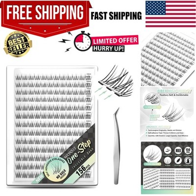 Self-Adhesive Eyelashes with Invisible Bands - 156 Clusters, No Glue Needed