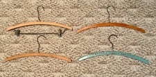 Lot of 4 Vtg Wooden Clothes Hangers 1 Painted and 3 Plain Wood 1 w/ pant bar