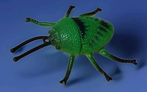 Green Rubber Plastic Beetle Insect Bug Vintage Rare 1980s