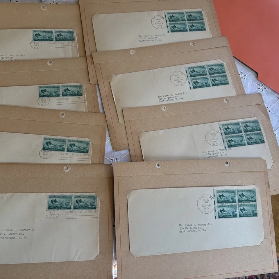 1945 Scott #936 Coast Guard Stamps -Plate Block Sheet of 20 + FDCs - Image 3 of 4