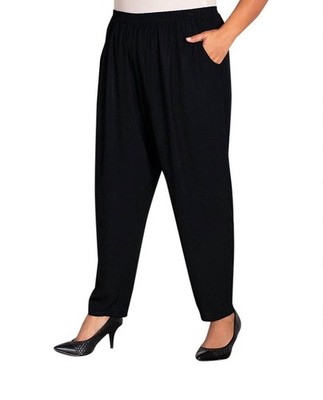 On The Plus Side Essential Tailored Rayon Pants - Plus Black