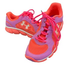 Under Armour Girls MicroG 6.5Y Running Shoes Sneakers Coral Purple Hot Pink