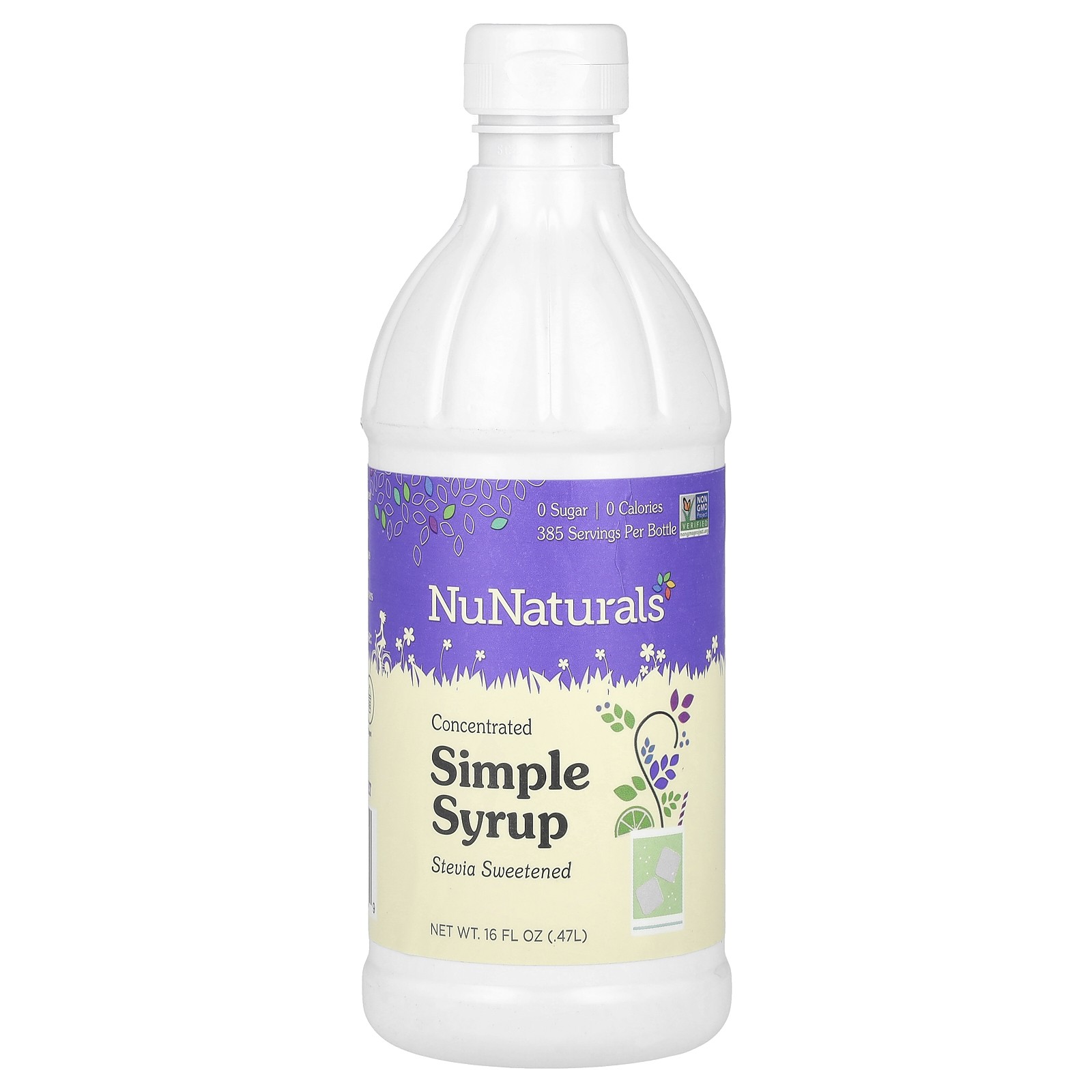 NuNaturals Сахарный сироп NuStevia 16 жидких унций 47 л Без ГМО, без сахара