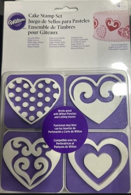 NEW Wilton Cake Stamp Set Lot Of 12 Decorative Stamps (Floral, Balloon, Heart) 