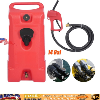 #ad 14 Gallon Portable Marine Tank W Fuel Gun Fuel Tank Outboard Gas Tank w Roller $163.11