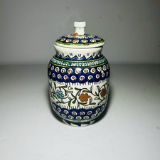 Beautiful Iznik Turkish Handpainted Stoneware Pottery Lidded Pot