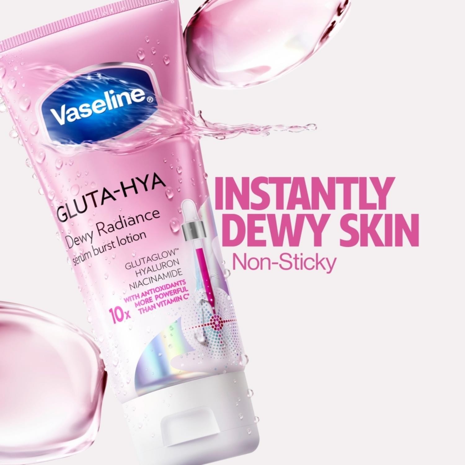 Vaseline Gluta-Hya Dewy Radiance Serum Burst Body Lotion 200ml 3 Pack