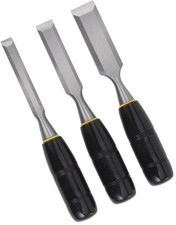 Stanley Hand Tools 16-150 3 Pc Set Short Blade Wood Chisels