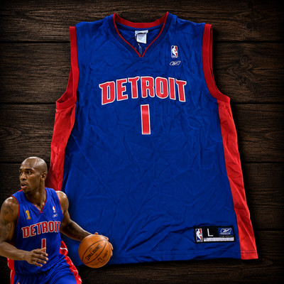 Detroit Pistons Chauncey Billups #1 Reebok Blue Jersey Size Large