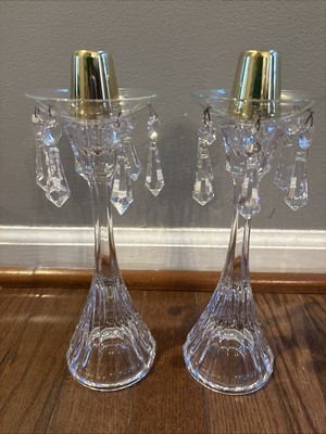 Vtg Heavy Crystal Chandelier Candlesticks