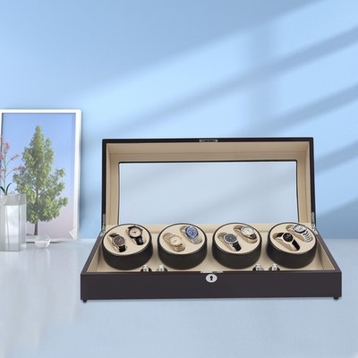 Automatic Watch Winder 17 Watches Storage Organizer Wooden Display Box with Lock