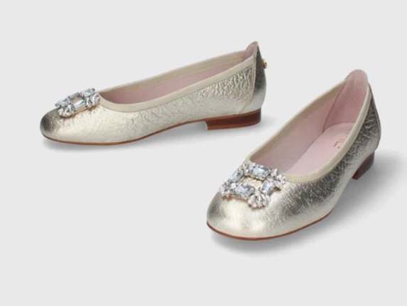 MLV PORTUGUESE SHOES Ladies Genuine Italian Soft100% Leather Ballet Flats Gold - Image 4 of 4