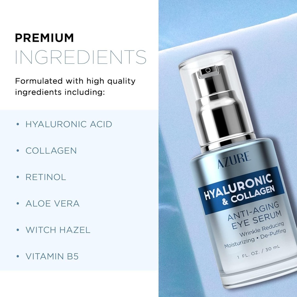 AZURE Hyaluronic & Collagen Anti Aging Eye Serum Moisturizing