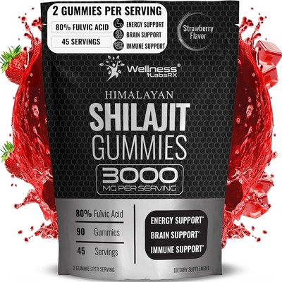 Shilajit-Gummies 3000mg   Energy, Immune & Brain Support | 90 Ct | Men & Women