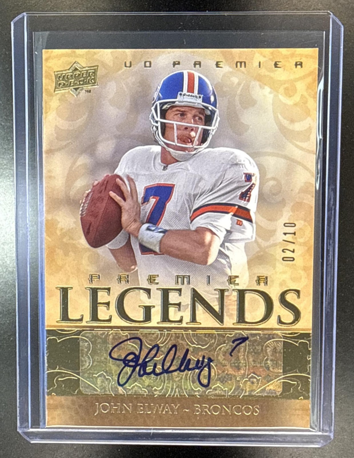 2008 Upper Deck Premier Football John Elway #PL-JE Legends Auto Gold /10