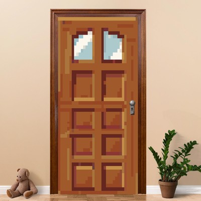 Pixel Room Decor Miner Door Cover Backdrop Mining Wall Decal Video Game Theme...
