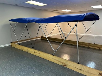 CRO SunPro SunRider 13  Long 8.5' Wide Complete Dual Bimini Kit-Round Tube Blue