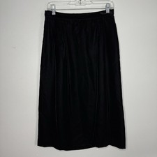 Valentino Vintage Miss V Black Velvet Skirt Knee Midi Straight Skirt UK 12 W46