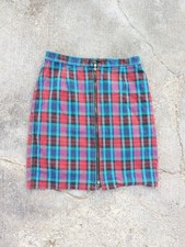 Vintage 90s Checkered Plaid Cotton Skirt 28 Waist School office casual retro