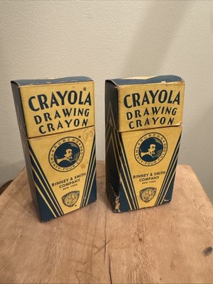 Lot Of 2 Vintage CRAYOLA Drawing CRAYONS No 24 RUBENS Box BINNEY & SMITH Antique