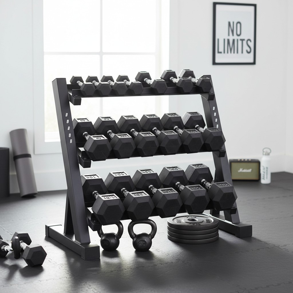 Professional-Grade 3-Tier Weight Rack with Rubberized Feet - 1000 lb Capacity