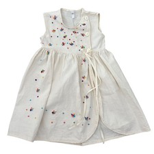 Toddler Girls Ivory Dress Size 2 Sleeveless Embroidered Butterfly Boho Mexican