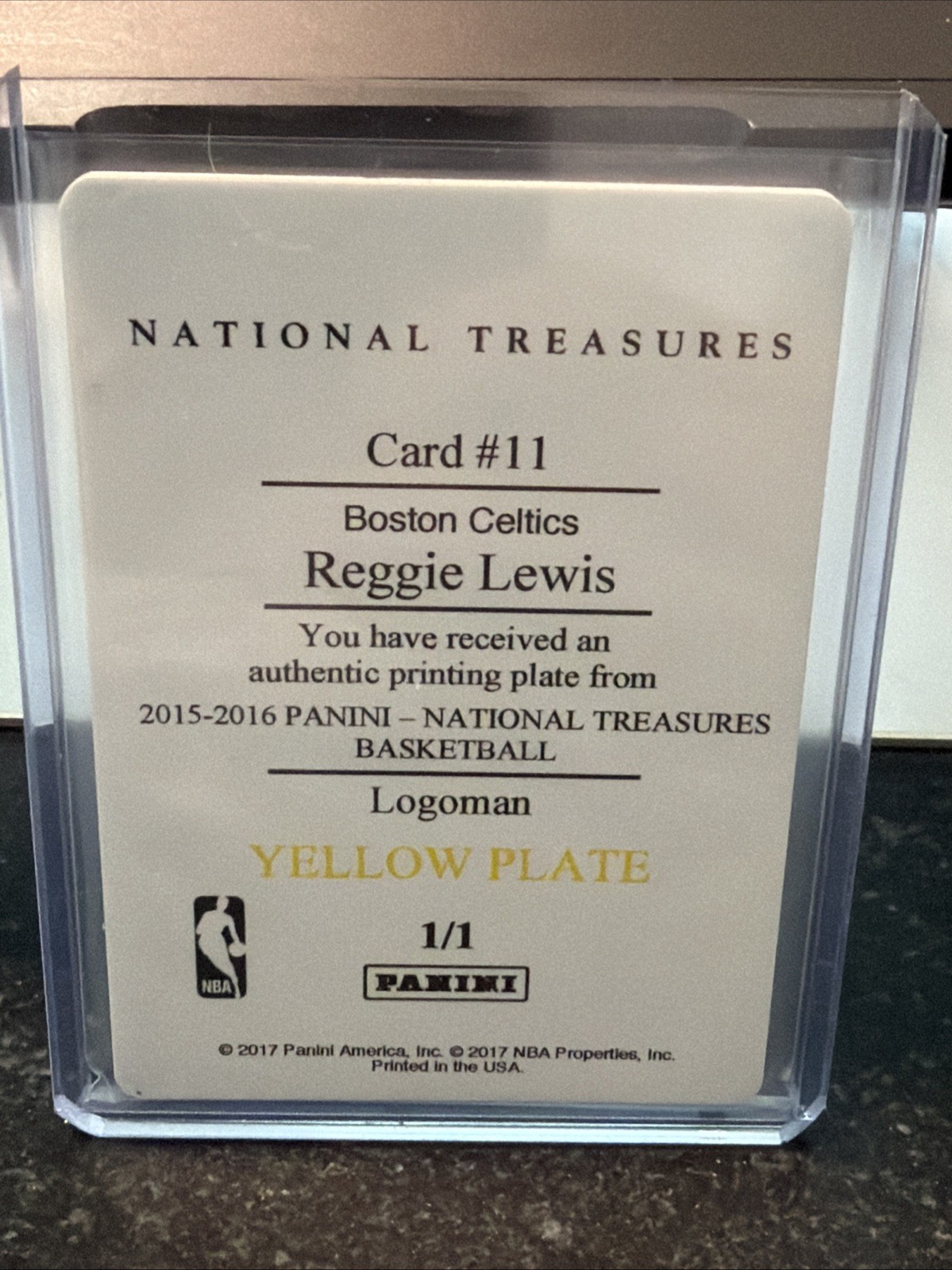 2015 National Treasures Printing Plate 1/1 Reggie Lewis #11 Logoman Celtics view 4