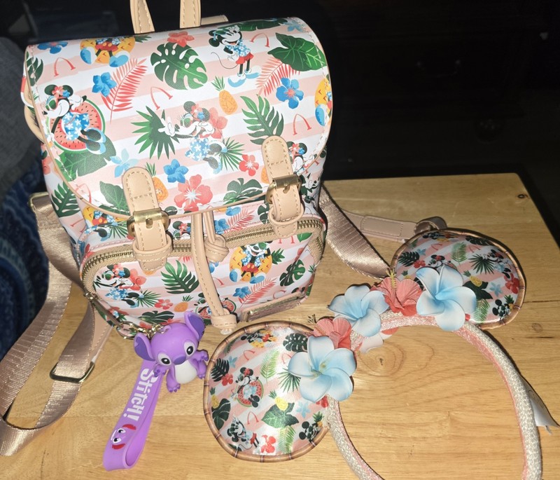 Disney Loungefly Exclusive Aulani Mini Backpack + Minnie Ears + Stitch Keychain!