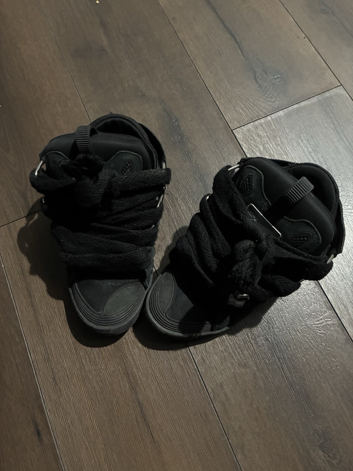 Lanvin Black High Top Lace Up Solid Pattern Men's… - image 1