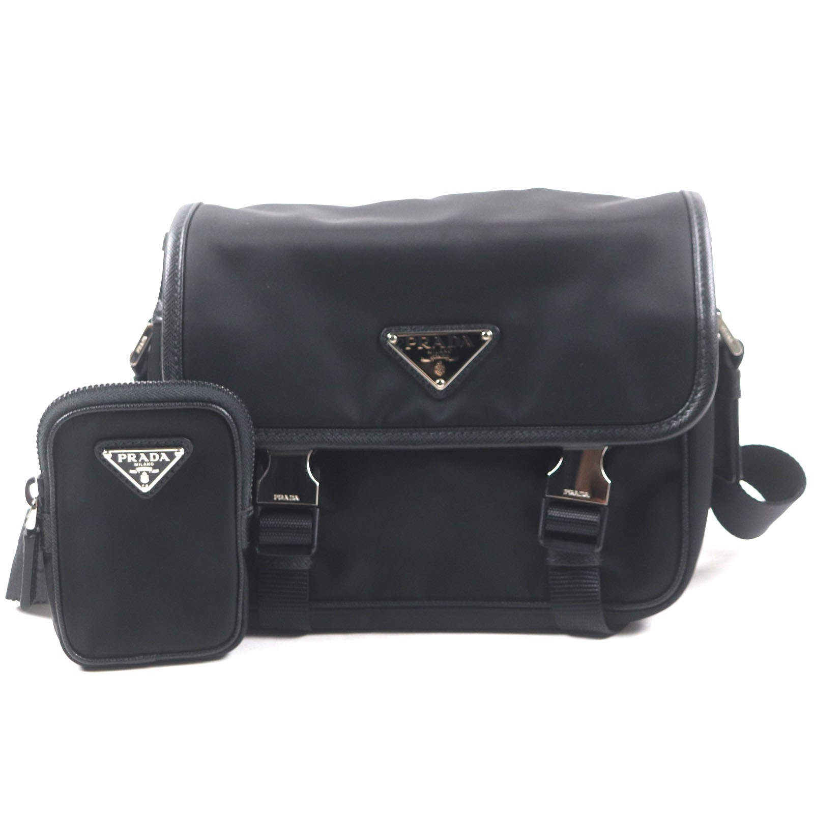 PRADA Shoulder Bag Triangle logo, triangular plate, pouch included mens 2VD034