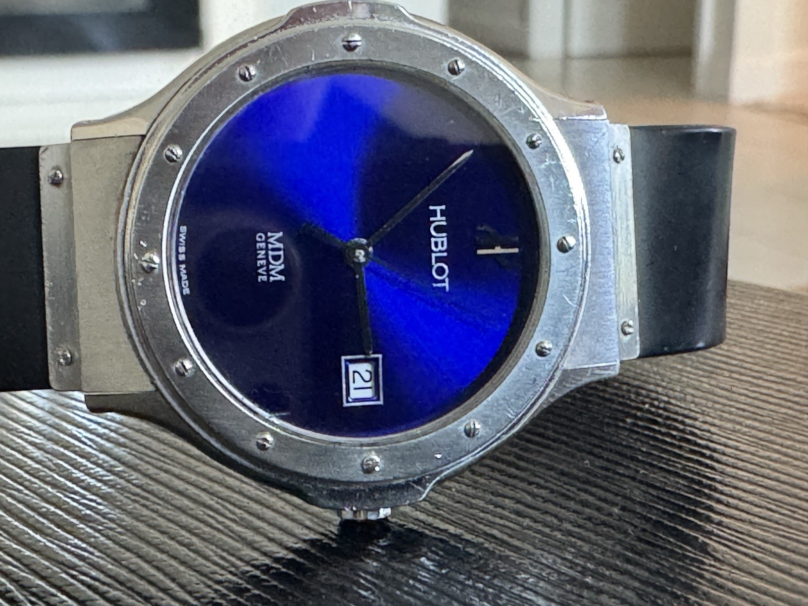 Hublot MDM Geneve Quartz BLUE DIAL  36mm Ref. 1523.1 Original box open Warranty