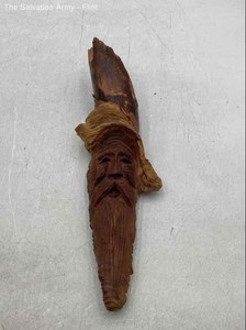 J. Uniowski Wood Folk Hand-Carved Old Bearded Man Portrait Sculpture
