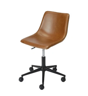 Jowan Brown Faux leather effect Office chair (H)840mm (W)465mm (D)500mm B&Q