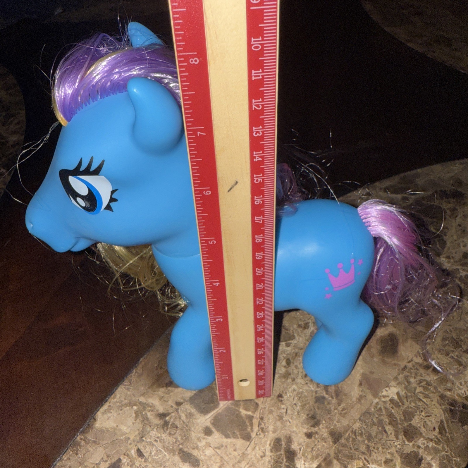 MLP Fakie - Blue with Princess Crown Stamp - Bows Multicolored Hair - Dolgen 