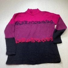 Segue Sweater Women 10-12 Multicolored Knit Silk Blend Mock Neck Pullover