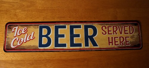 BIRRA GHIACCIATA SERVITA QUI insegna metallo stile vintage bar pub ristorante arredo casa - Foto 7 di 7