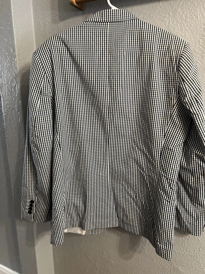 Blazer Abrigo Deportivo Club Room Hombres 46R Azul Marino y Blanco Algodón Guinga Chaqueta Foto 3 de 4