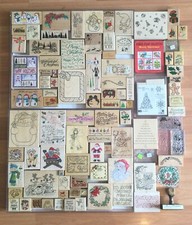NEW AND USED WOOD RUBBER STAMP CHRISTMAS HOLIDAY DARCIES ART CRAFTING LOT OF 108
