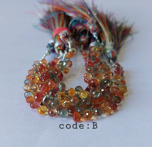 Natural Multi Sapphire Faceted Teardrop Shape Beads 4-5 Inches 2x3 To 4x6 Mm - Picture 2 of 11