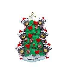 PERSONALIZED Bears in Tree - Family of 6 Christmas Ornament Keepsake Gift