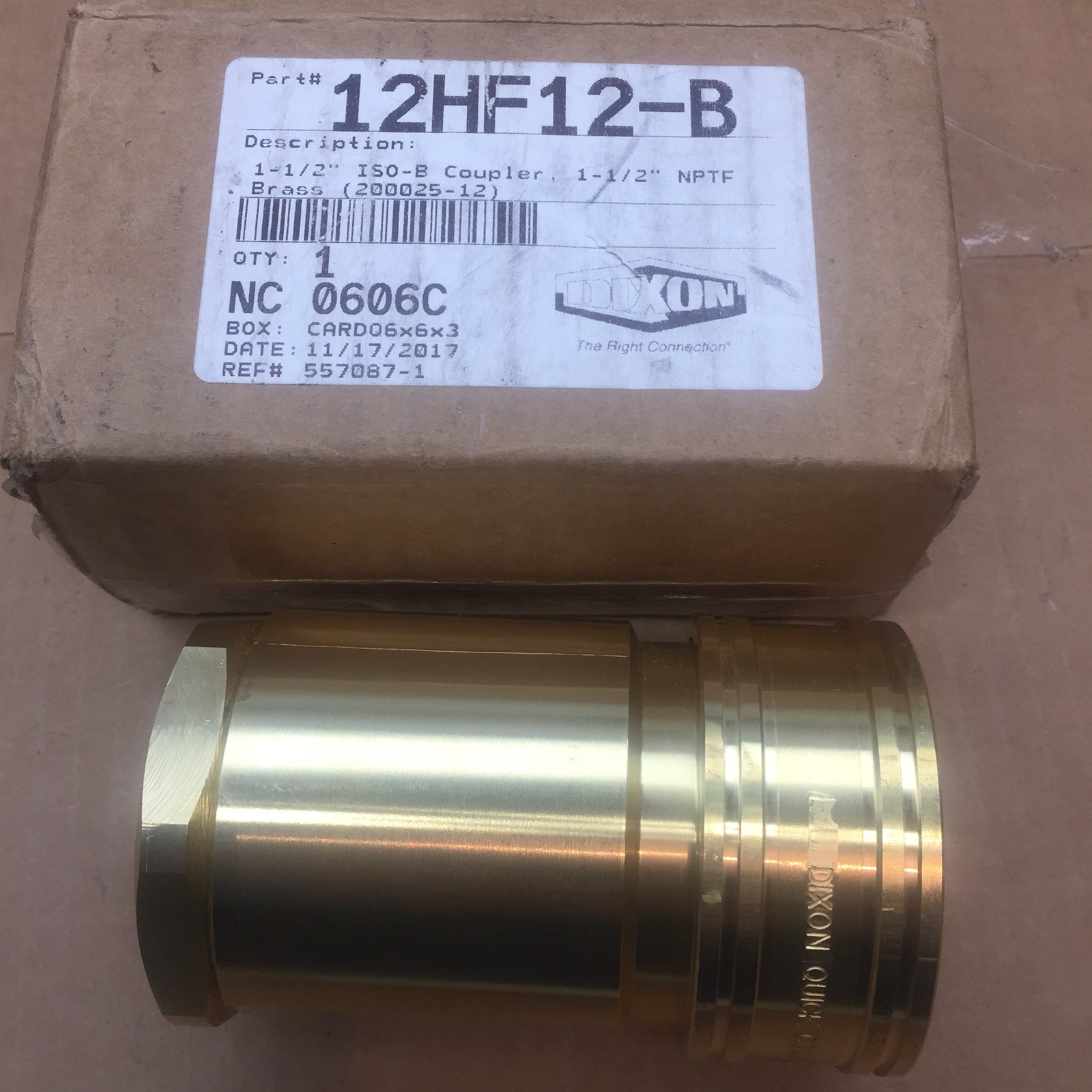 DIXON 12HF12B 11/2" BRASS ISOB INDUSTRIAL INTERCHANGE NPTF FEMALE