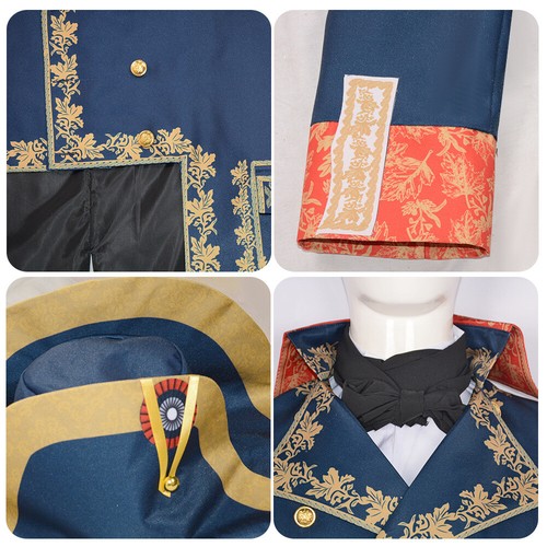 2023 Movie Napoleon Bonaparte Costume French Emperor Cosplay Blue Uniform Hat - Picture 5 of 8