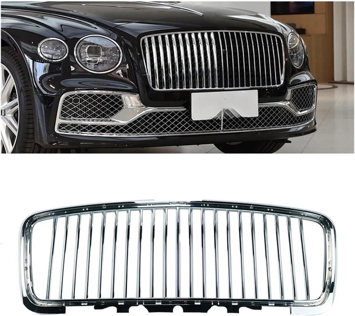 Aftermarket Chrome Front Radiator Grill Grille For 20-24 Bentley Flying Spur USA