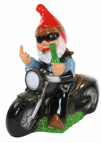 Enano de Jardín Decoración Figura Ciclista Sobre Motocicleta Plástico H 33 CM - Imagen 1 de 5