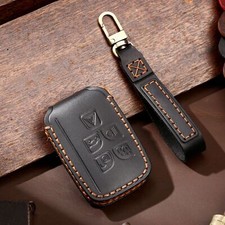Real Genuine Leather Key Cover Car Key Fob Bag Case Keychain Keyring for Jaguar